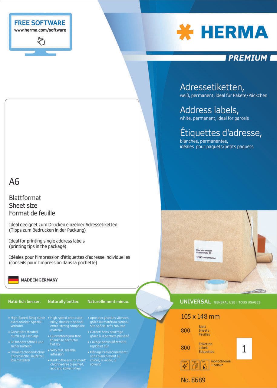 HERMA Adressetiketten 8689 weiß 105,0 x 148,0 mm