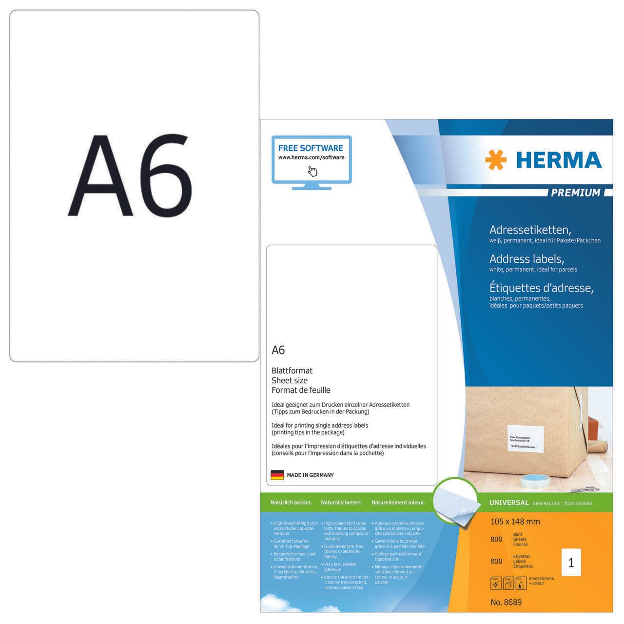 HERMA Adressetiketten 8689 weiß 105,0 x 148,0 mm