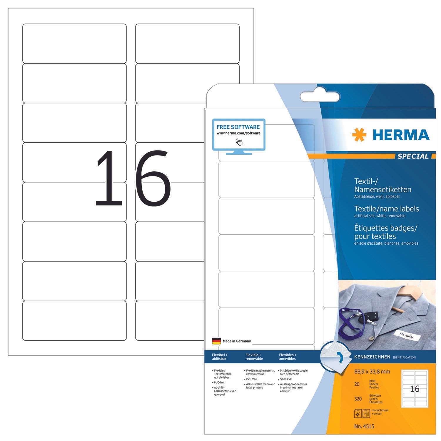 HERMA Namensetiketten 4515 weiß 88,9 x 33,8 mm