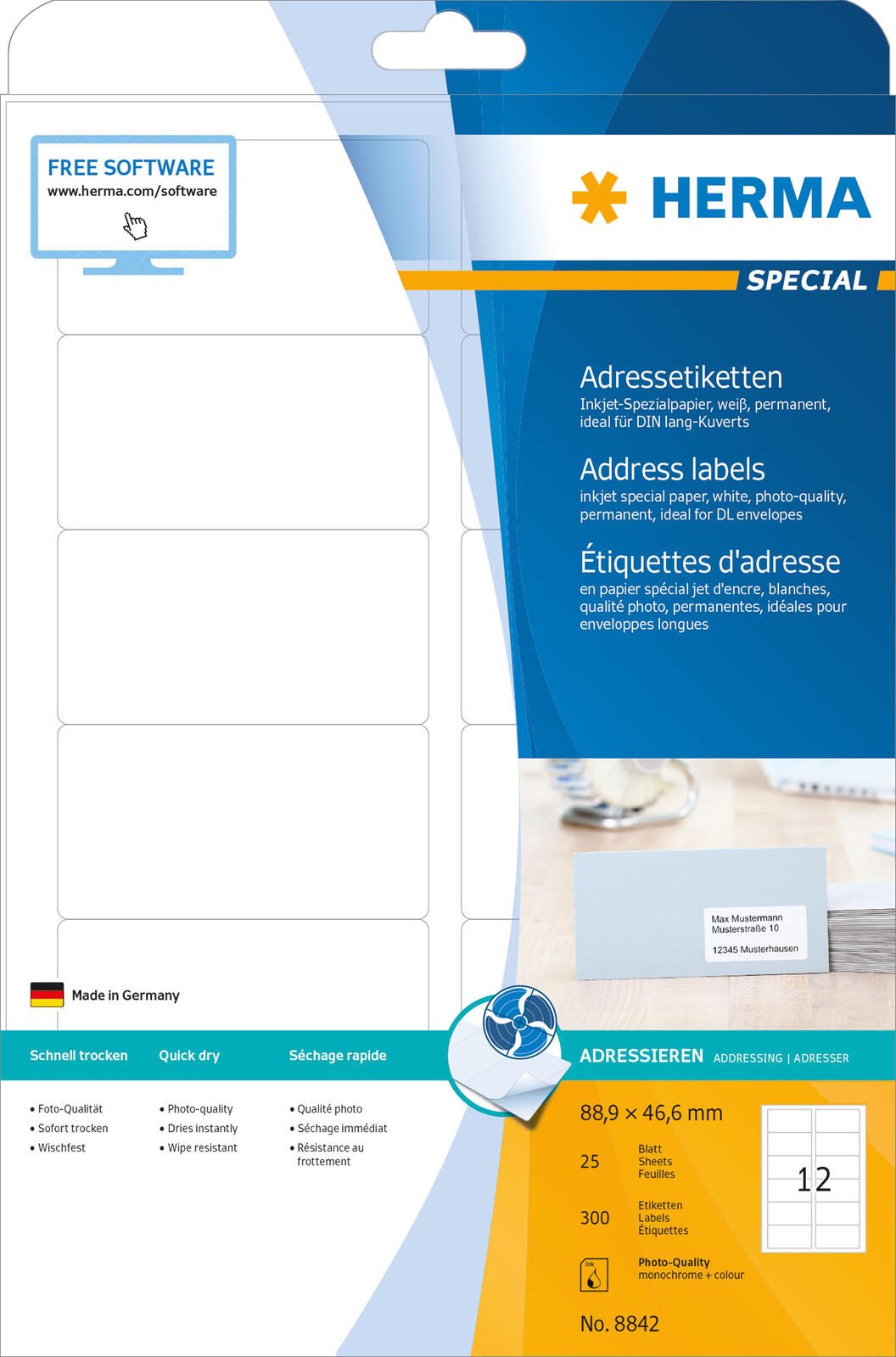 HERMA Adressetiketten 8842 weiß 88,9 x 46,6 mm