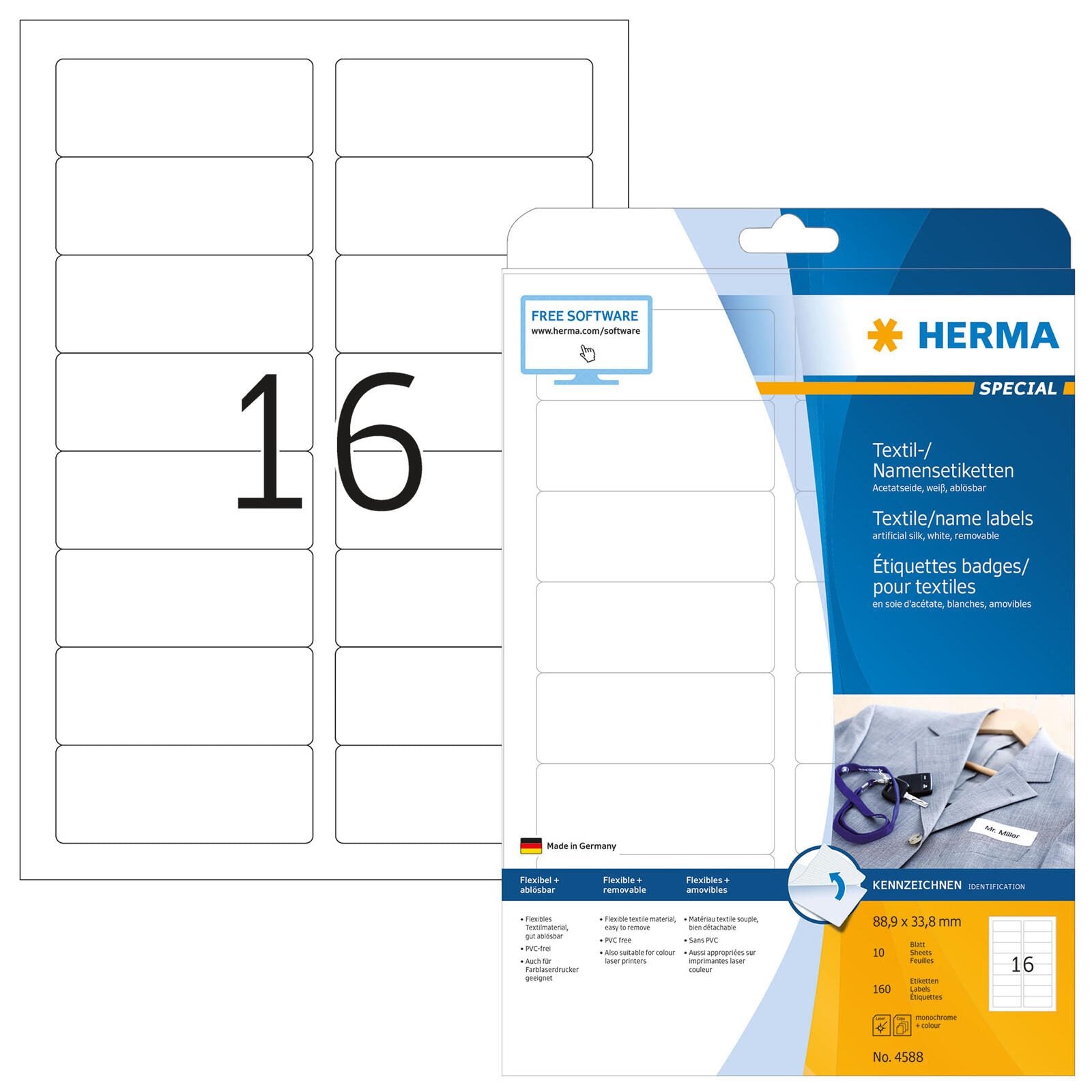 HERMA Namensetiketten 4588 weiß 88,9 x 33,8 mm