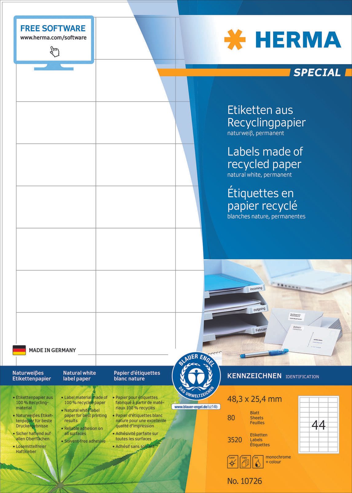 HERMA Etiketten 10726 weiß 48,3 x 25,4 mm