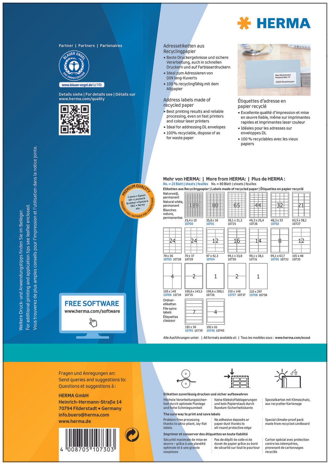 HERMA Etiketten 10730 weiß 99,1 x 33,8 mm