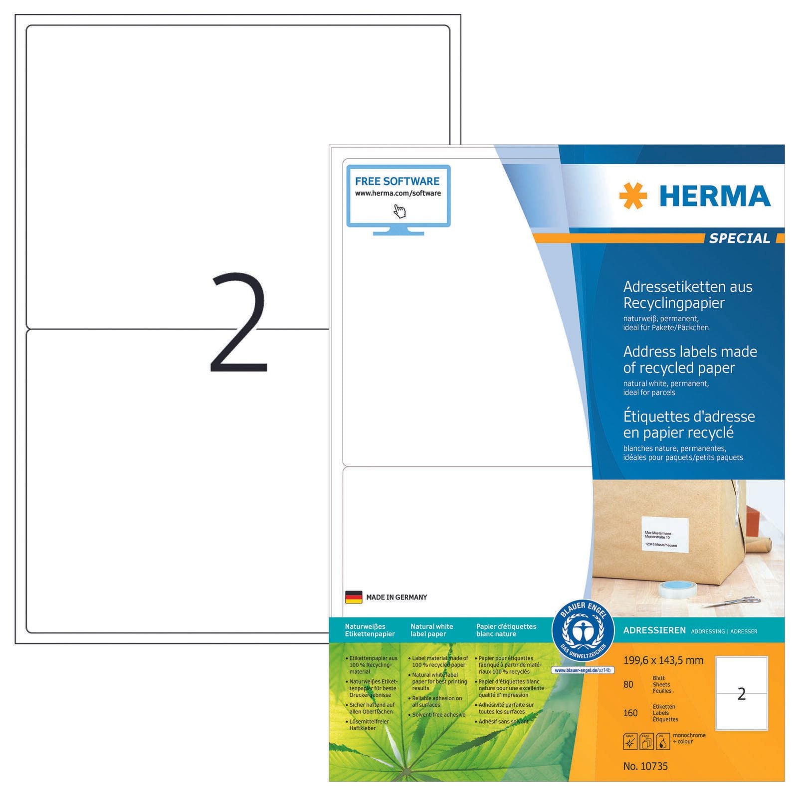 HERMA Etiketten 10735 weiß 199,6 x 143,5 mm