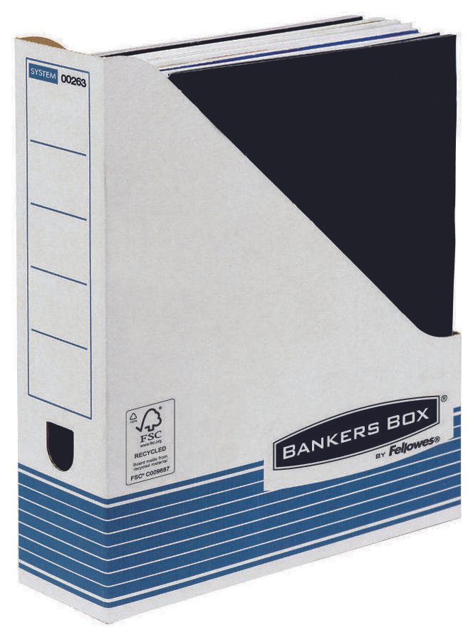 Bankers Box Archiv-Stehsammler Recycling-Karton weiß/blau , DIN A4
