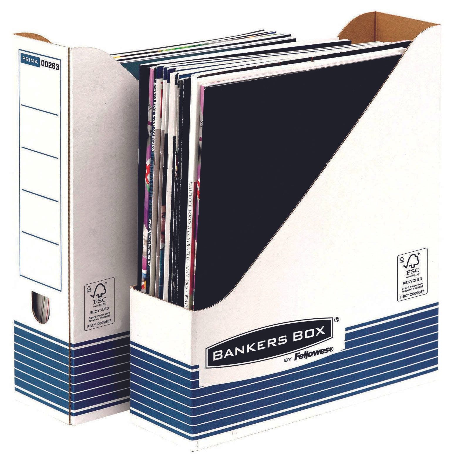 Bankers Box Archiv-Stehsammler Recycling-Karton weiß/blau , DIN A4