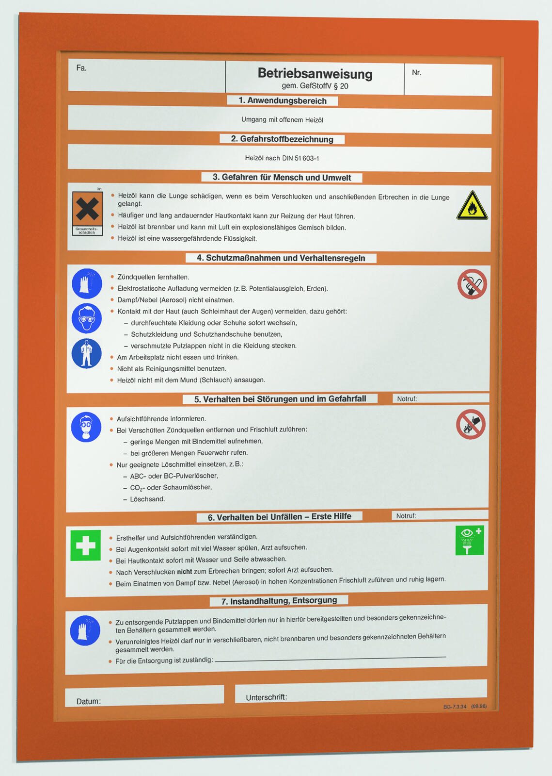 DURABLE Magnetrahmen selbstklebend A4 orange