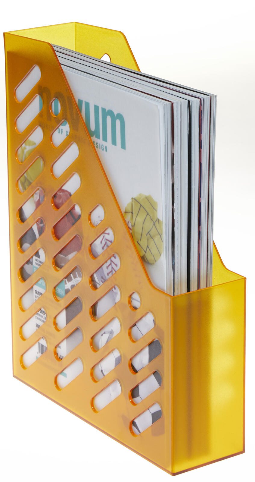 Stehsammler Polystyrol orange-transparent , DIN C4