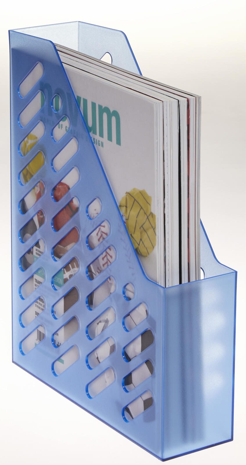 Stehsammler Polystyrol blau-transparent , DIN C4