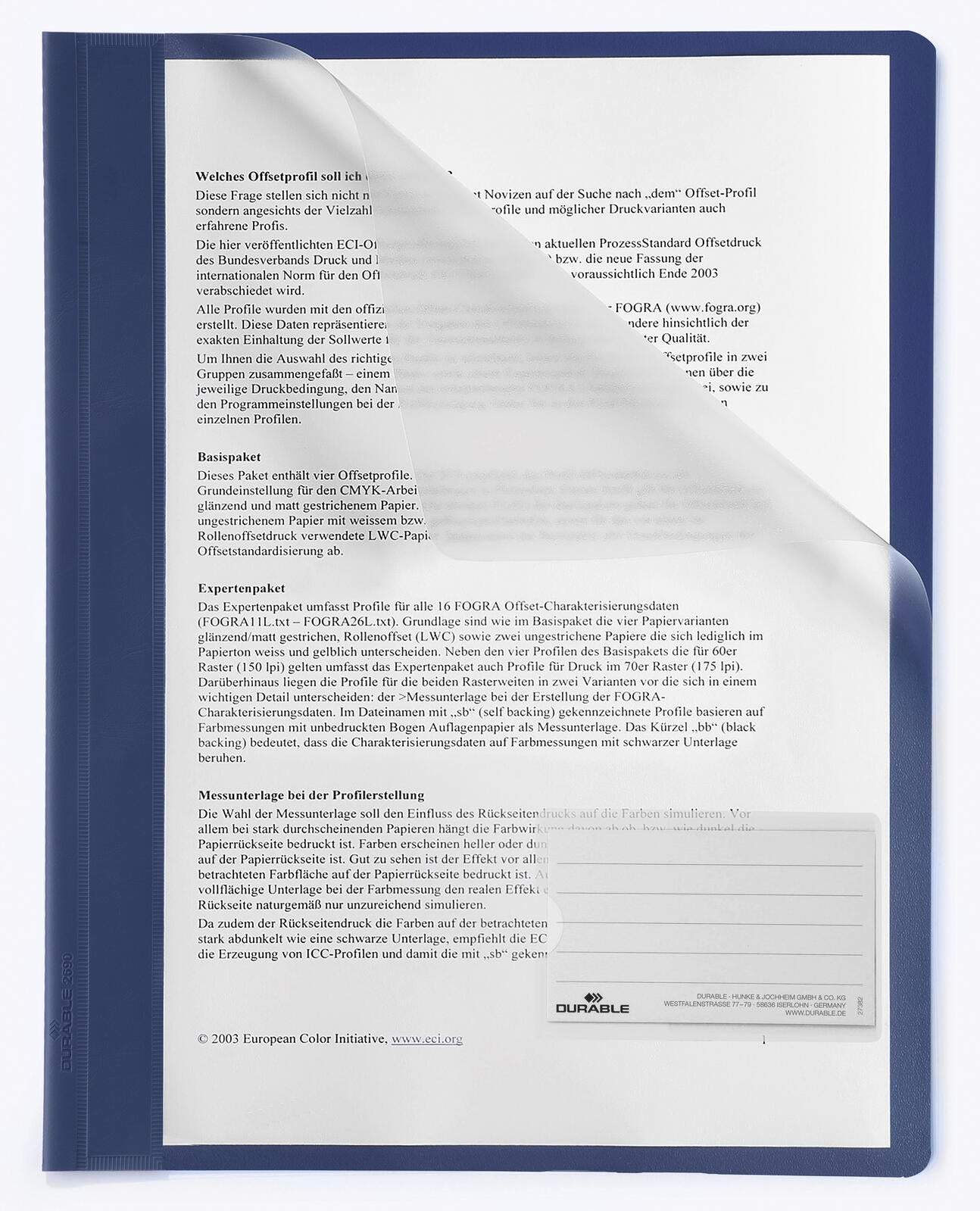 DURABLE Schnellhefter DIN A4 überbreit PVC blau