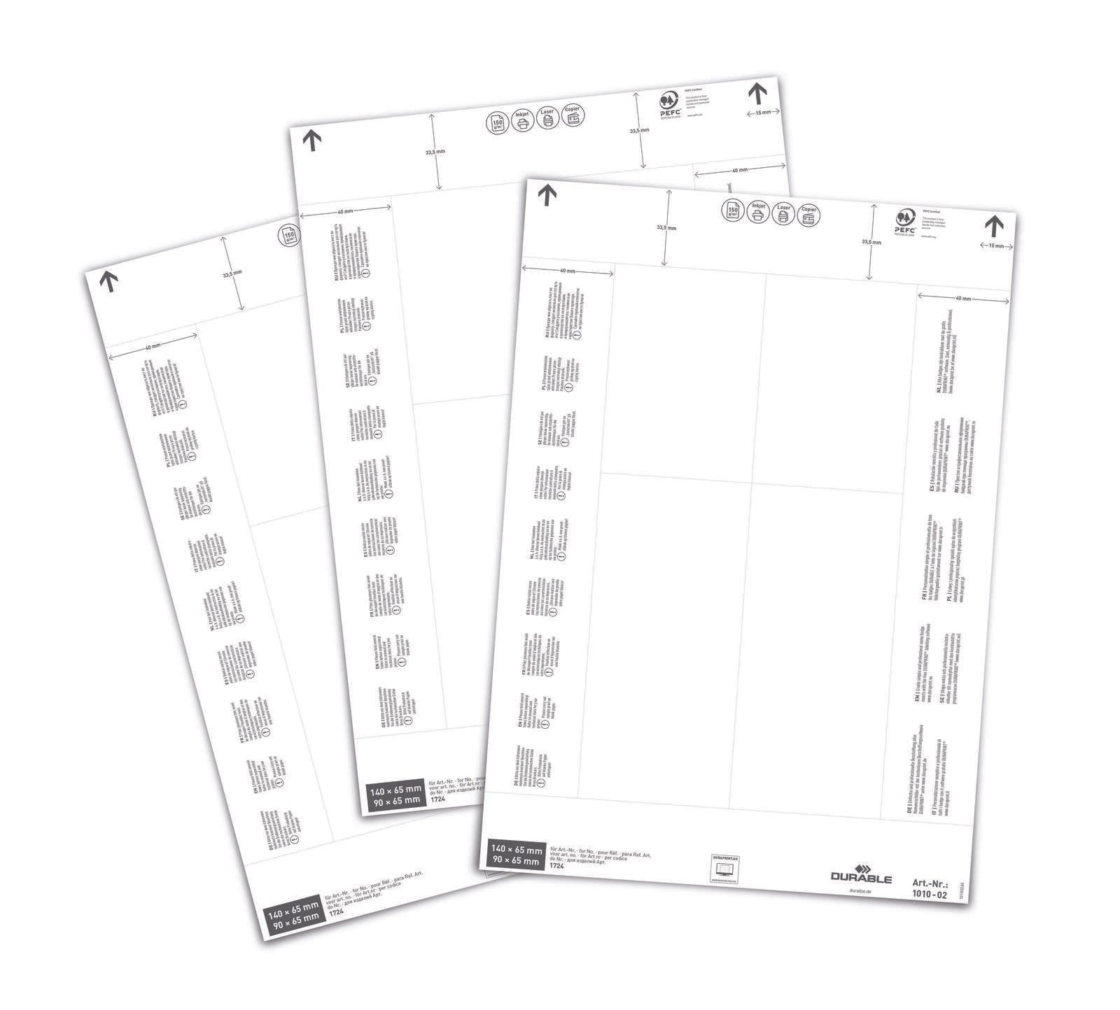 DURABLE Einsteckschilder für Kennzeichnungstaschen 6,5 x 14,0/9,0 cm
