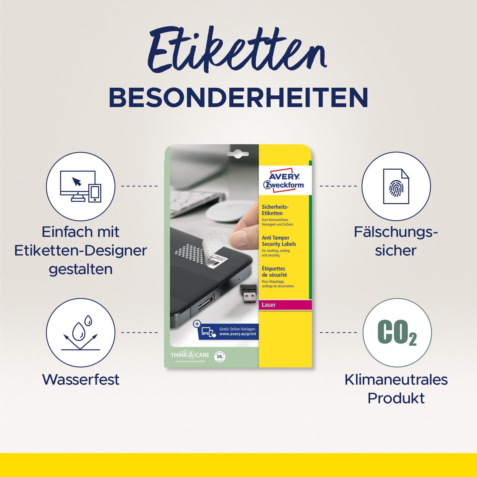 AVERY Zweckform Sicherheitsetiketten 45,7 x 21,2 mm