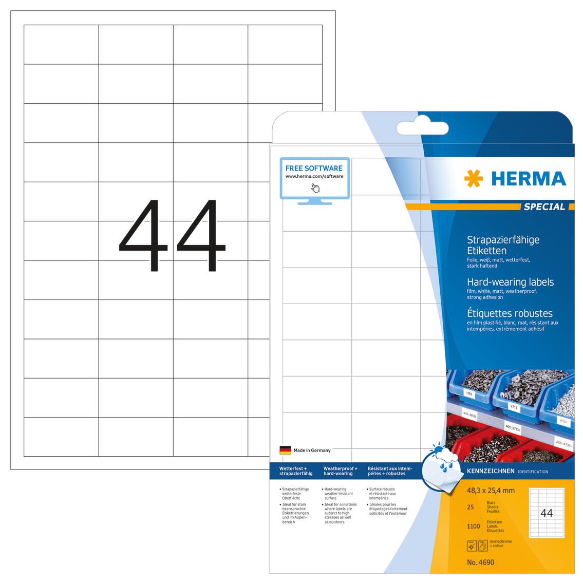 HERMA wetterfeste Folienetiketten 48,3 x 25,4 mm