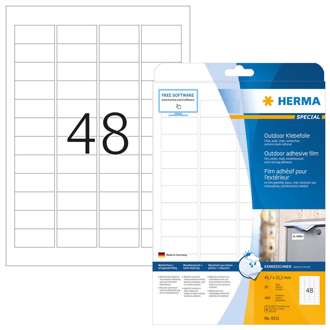 HERMA Folien-Kraftklebe-Etiketten 45,7 x 21,2 mm