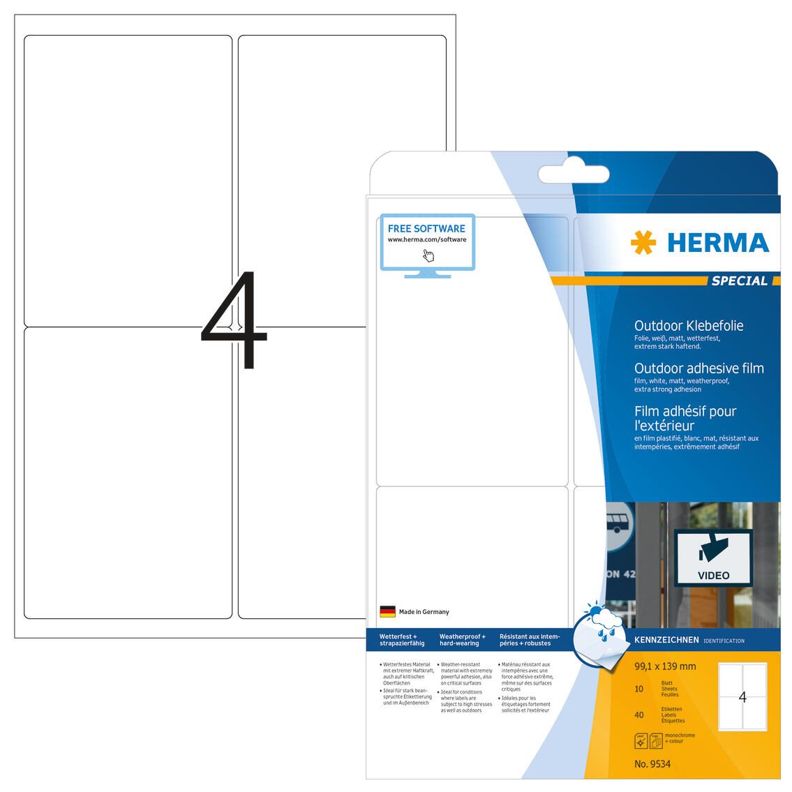HERMA Folien-Kraftklebe-Etiketten 99,1 x 139,0 mm