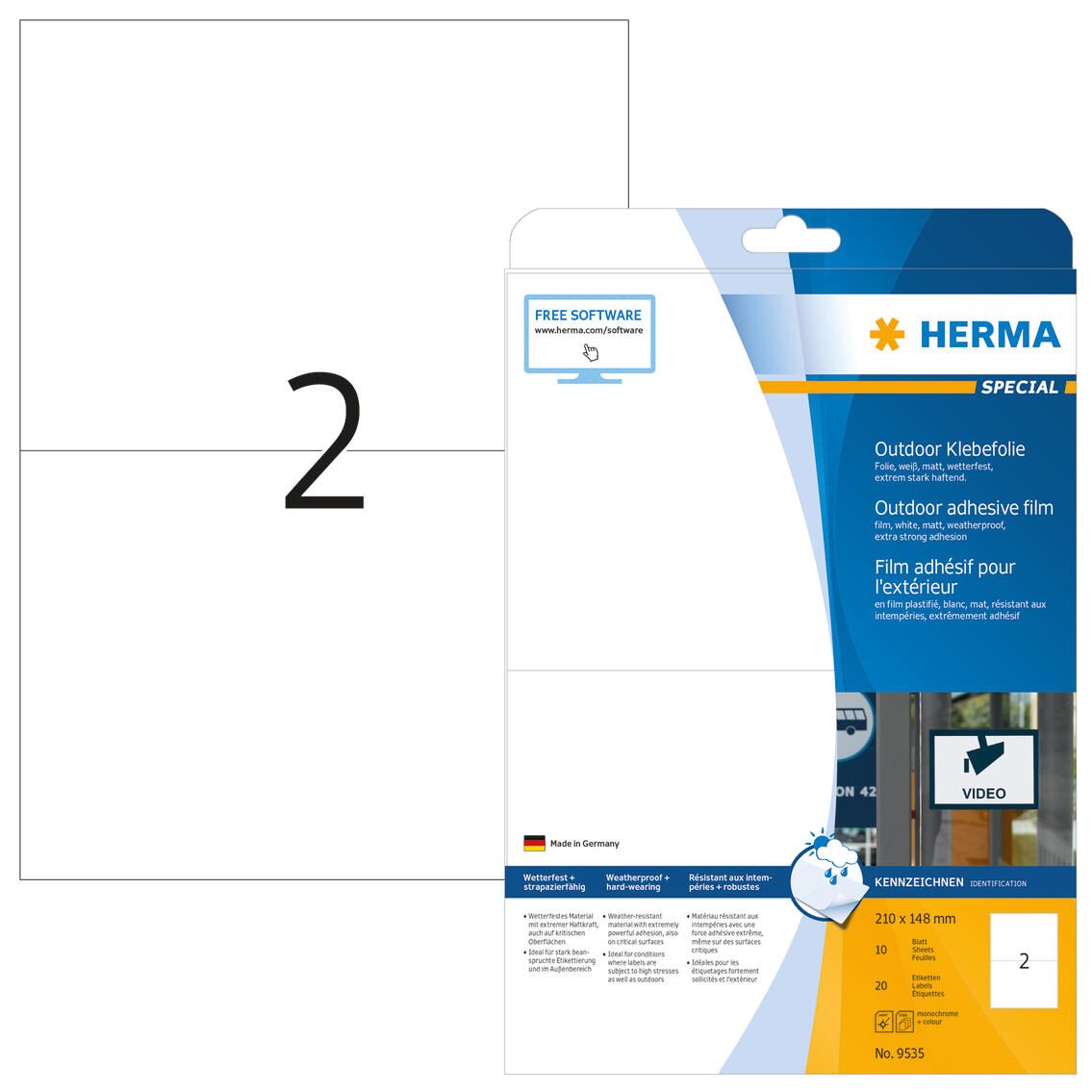 HERMA Folien-Kraftklebe-Etiketten 210,0 x 148,0 mm