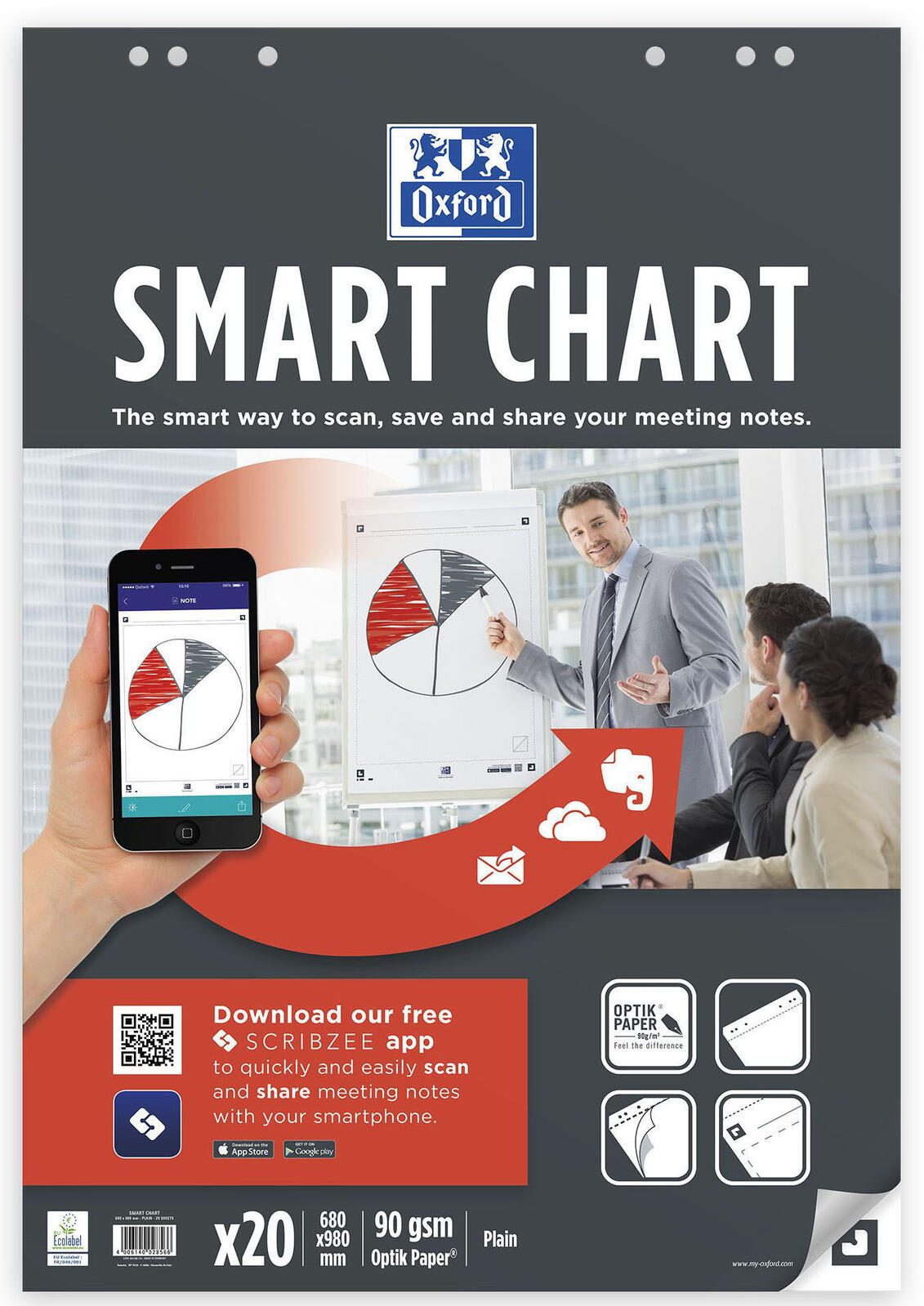 OXFORD Flipchart-Papier 90 g/m²