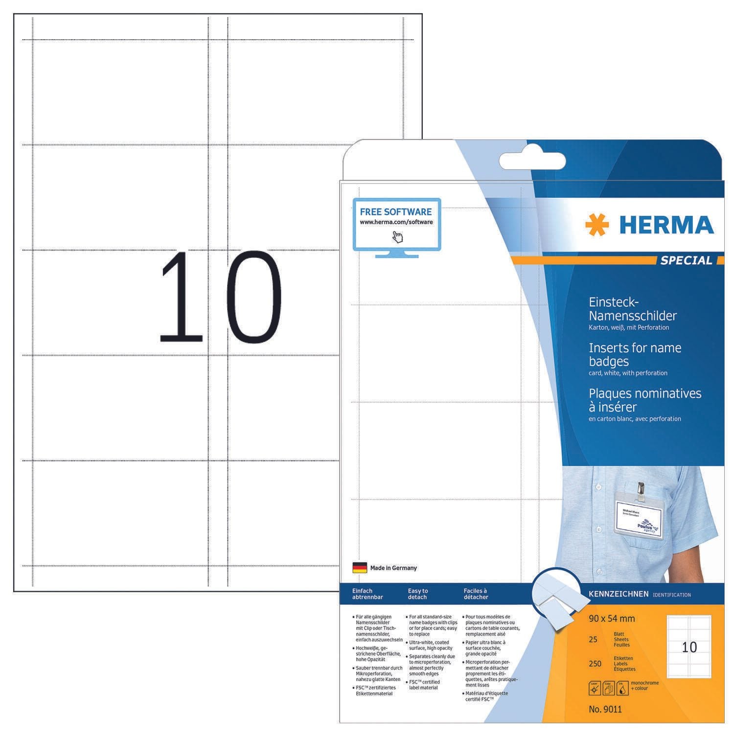 HERMA Einsteckschilder für Namensschilder 9,0 x 5,4 cm
