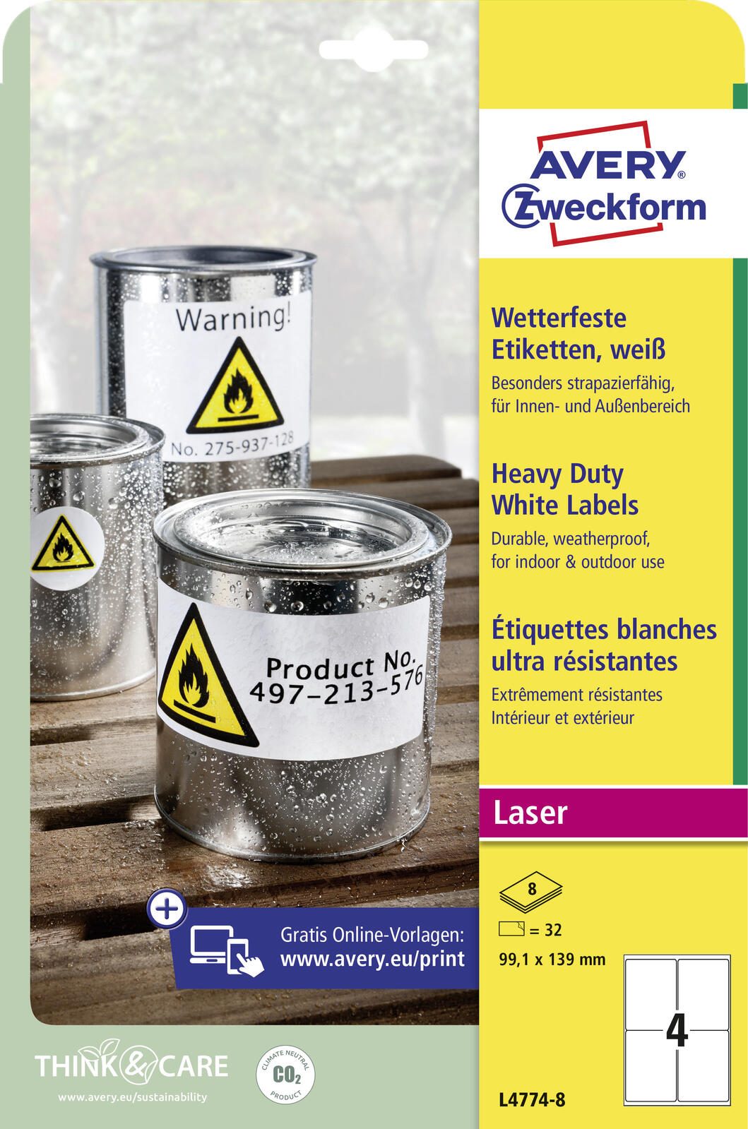 AVERY Zweckform wetterfeste Folienetiketten 99,1 x 139,0 mm