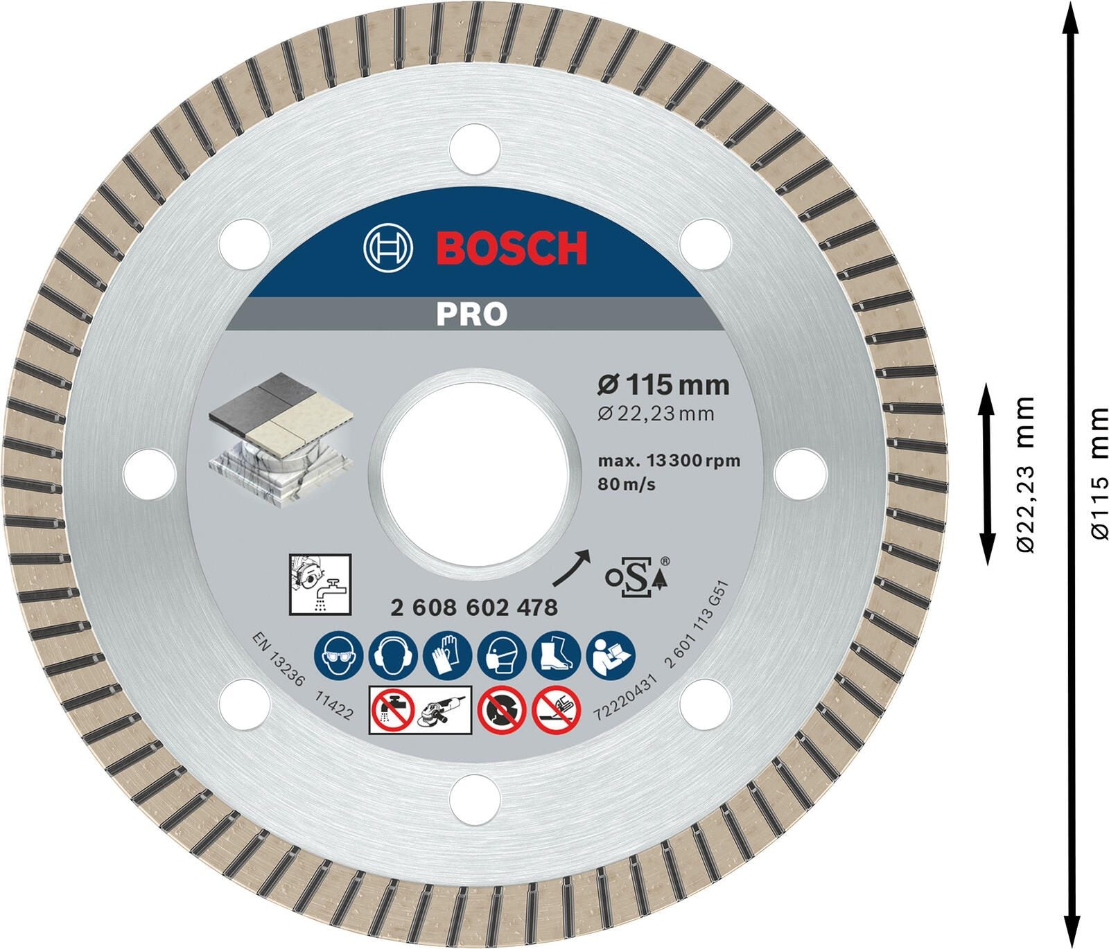 BOSCH Diamant-Trennscheibe Best Ceramic Extra-Clean Turbo