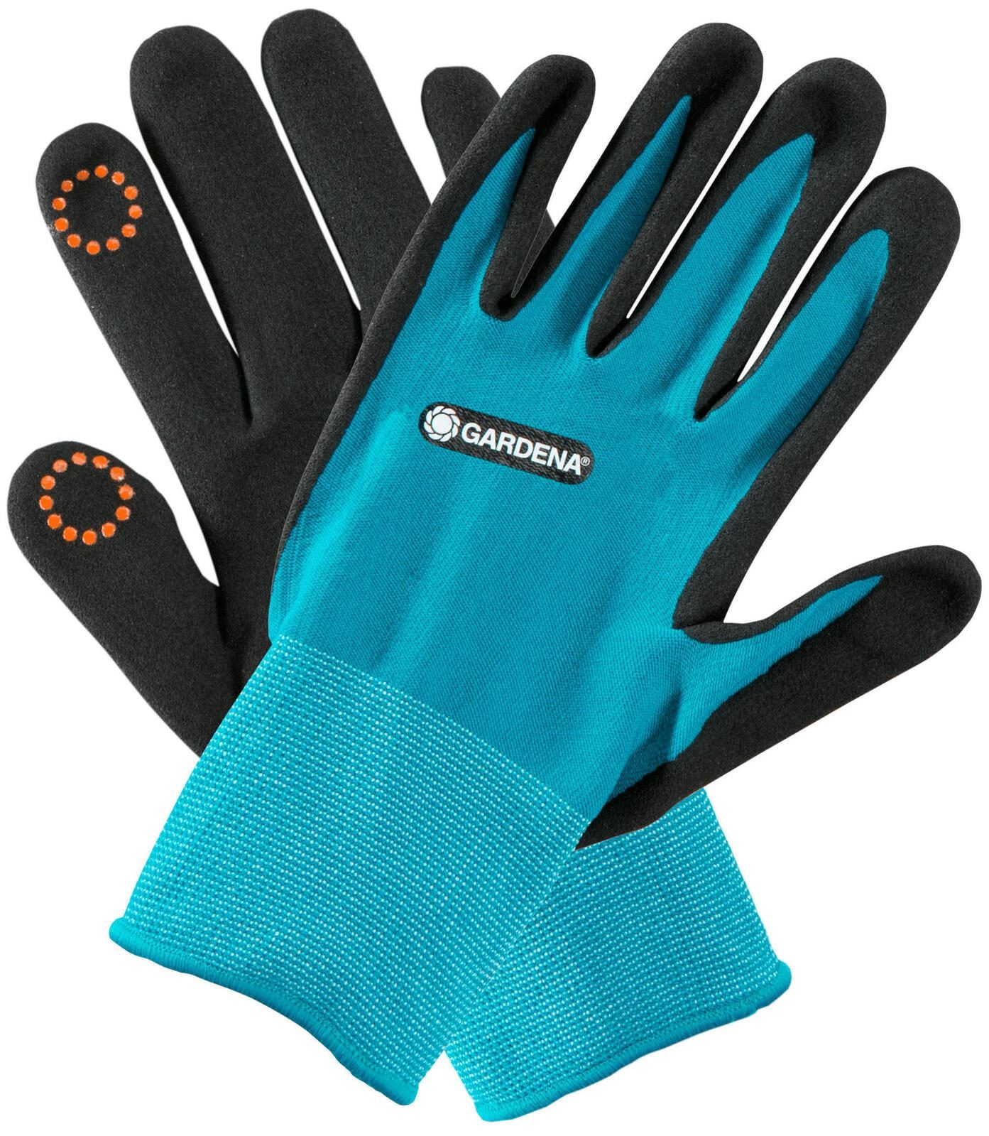 GARDENA Gartenhandschuhe 42% Polyester, 55% Nitril, 3% Elasthan, Nitrilbeschichtung der Handflächen 7 anthrazit, türkis