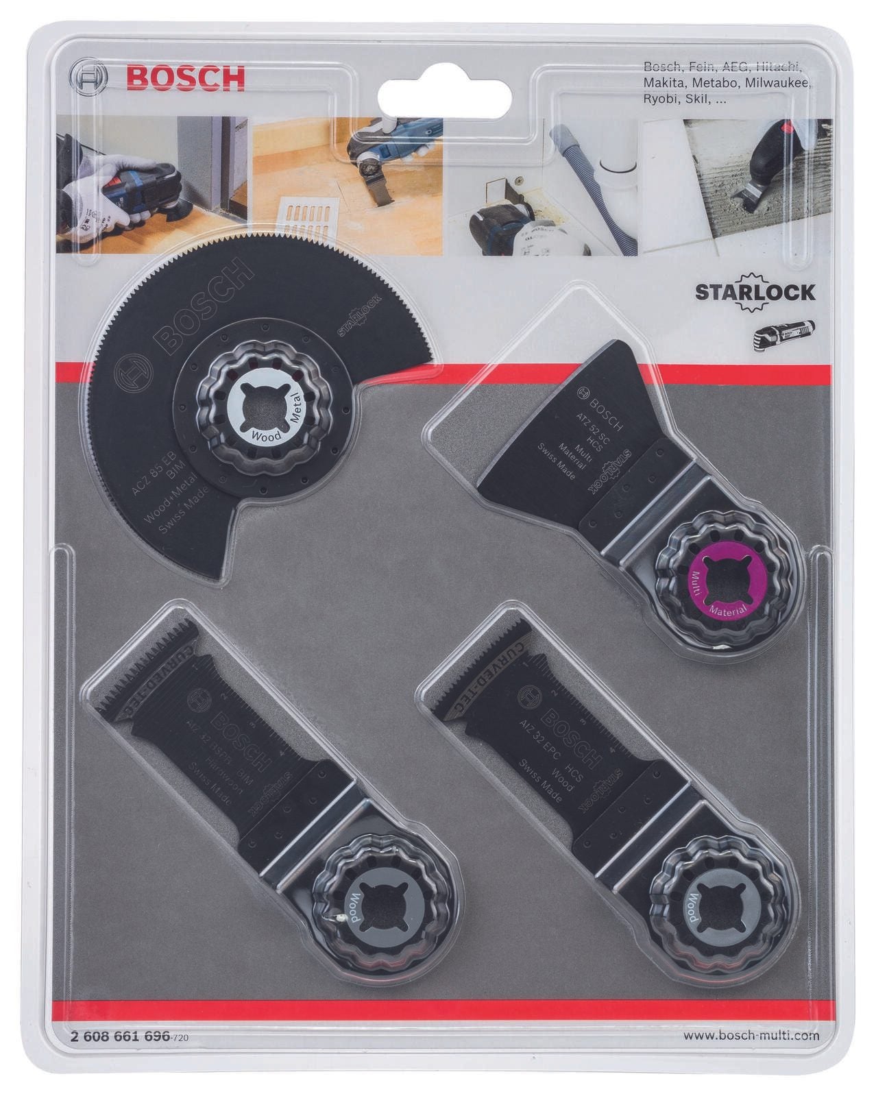 BOSCH Boden-/Einbau-Set Segment- und Tauchsägeblätter-Set 4-teilig