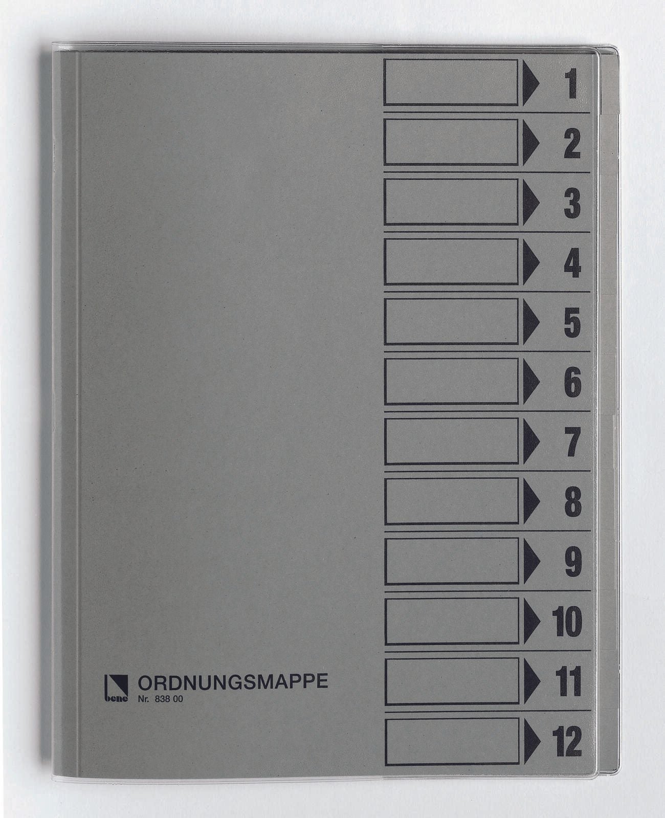 bene Ordnungsmappe DIN A4 12-Fach grau