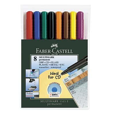 FABER-CASTELL Multimark 1513 F permanent Folienstifte-Set 0.6 mm Mehrfarbig