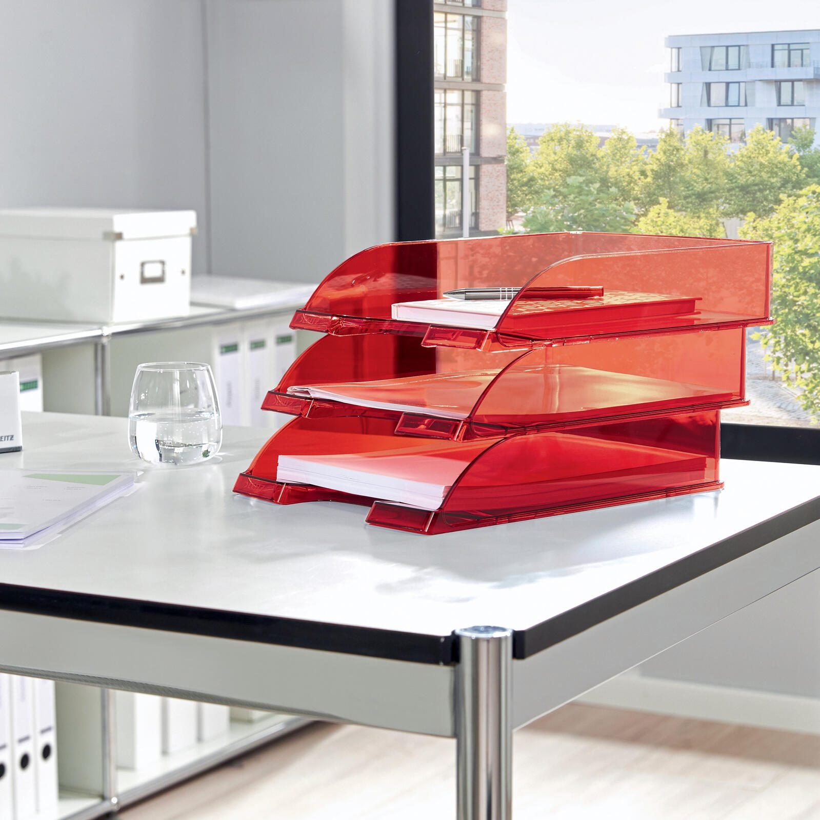 LEITZ Briefablage DIN A4 rot-transparent