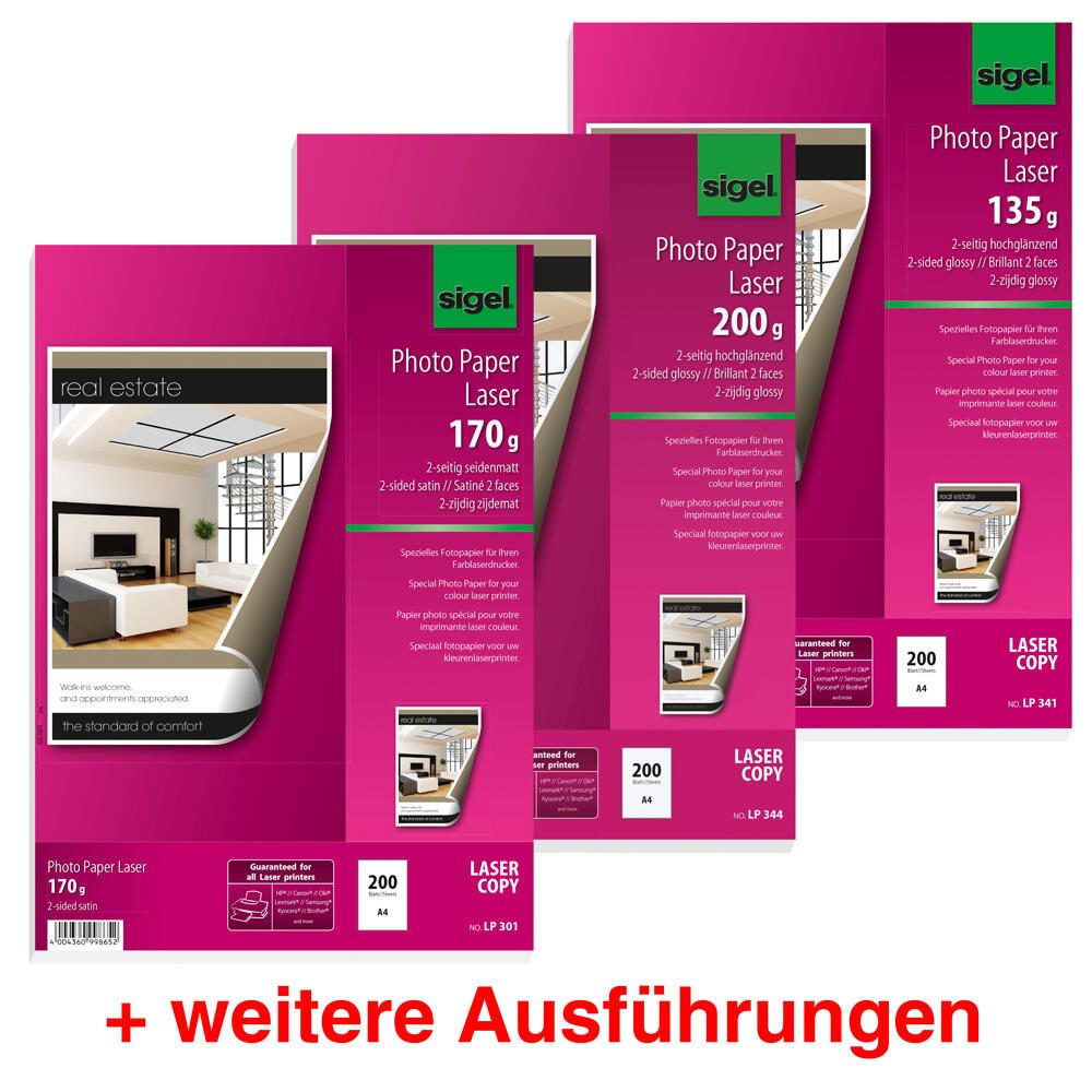 SIGEL Fotopapier Farb Laser DIN A3 hochglänzend 135 g/m²