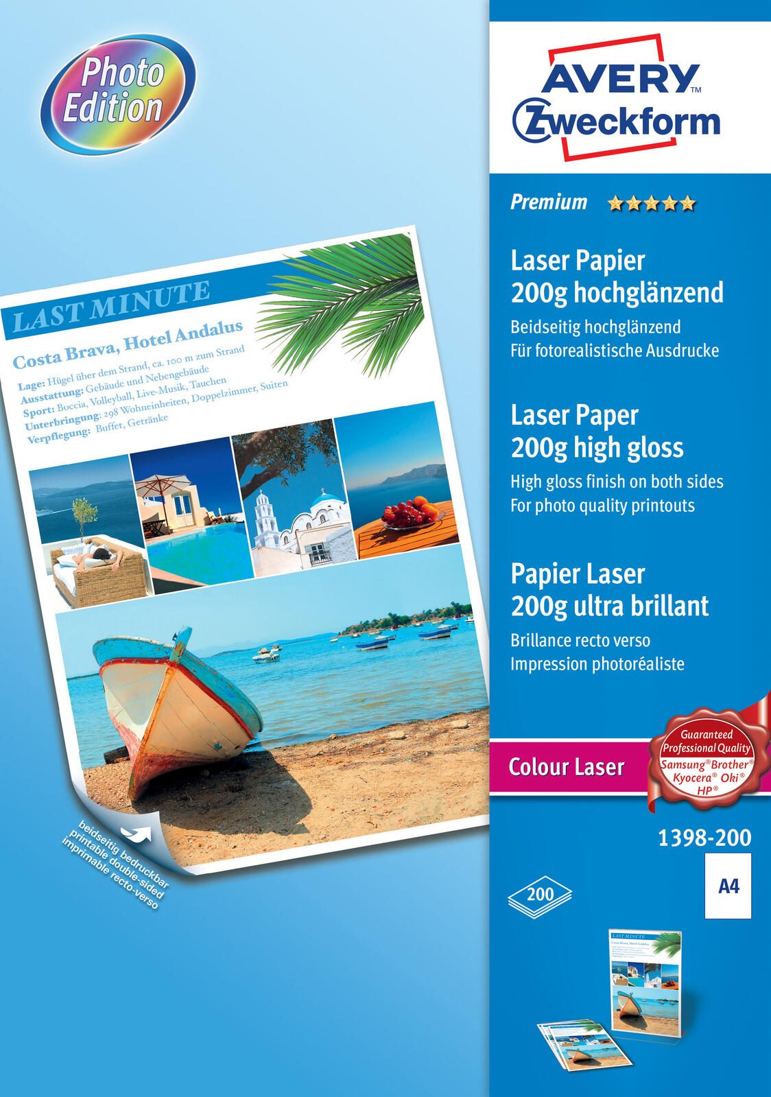 AVERY Zweckform Fotopapier Premium Colour Laser DIN A4 hochglänzend 200 g/m²