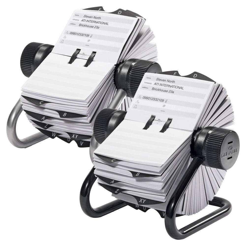 DURABLE Telefon-/Adress-Rollkartei schwarz, für 500 Adress,- Telefonkarten