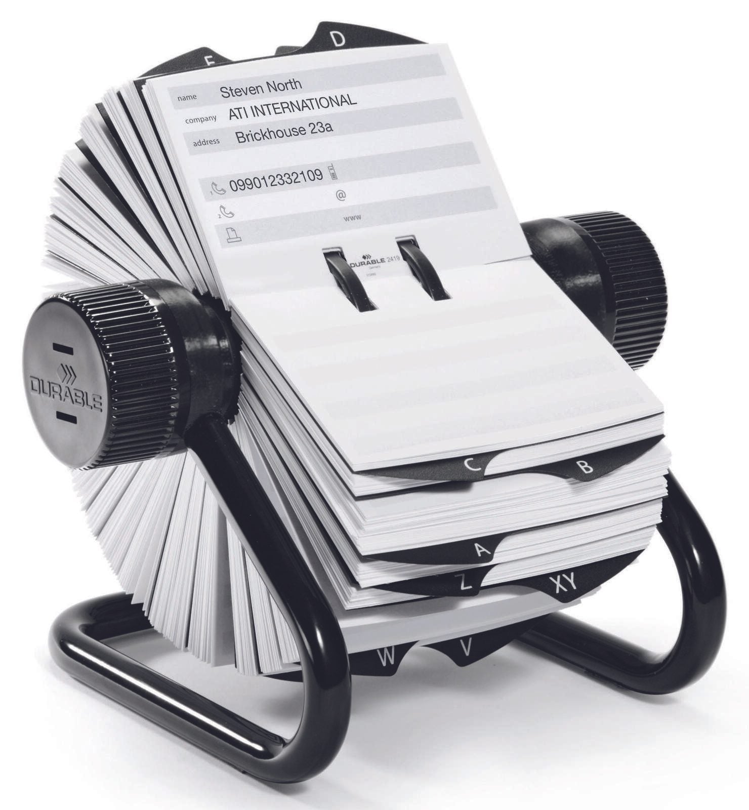 DURABLE Telefon-/Adress-Rollkartei schwarz, für 500 Adress,- Telefonkarten