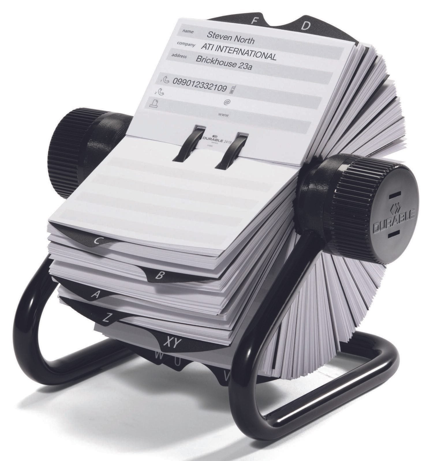 DURABLE Telefon-/Adress-Rollkartei schwarz, für 500 Adress,- Telefonkarten