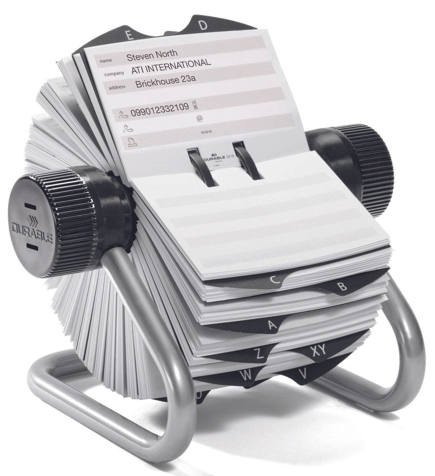 DURABLE Telefon-/Adress-Rollkartei silbergrau, für 500 Adress,- Telefonkarten