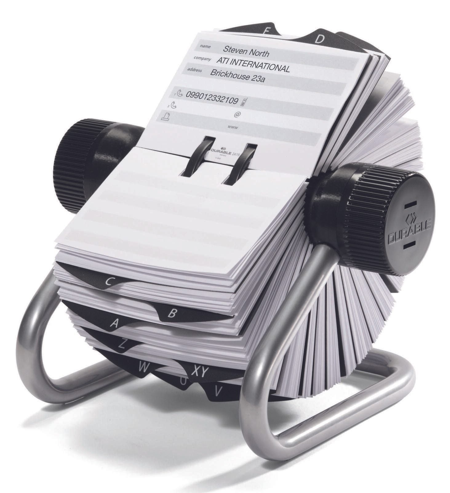 DURABLE Telefon-/Adress-Rollkartei silbergrau, für 500 Adress,- Telefonkarten