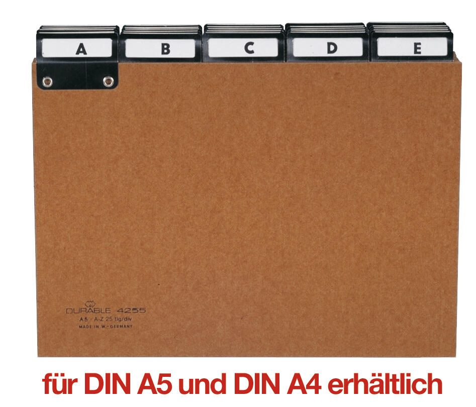 DURABLE Karteikartenregister A-Z braun für DIN-A5-Karteikästen
