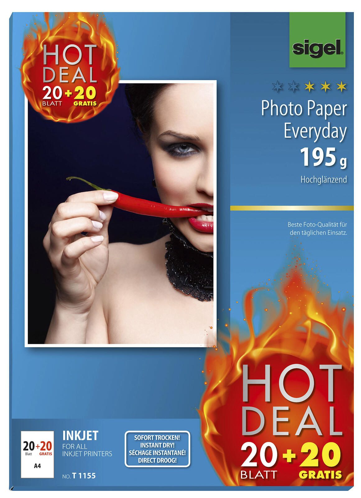 SIGEL Fotopapier Inkjet Everyday DIN A4 hochglänzend 195 g/m²
