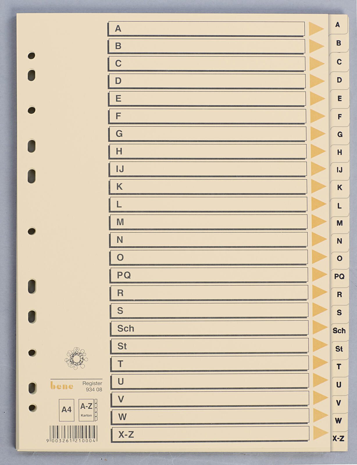 bene Ordnerregister Vollformat A-Z DIN A4