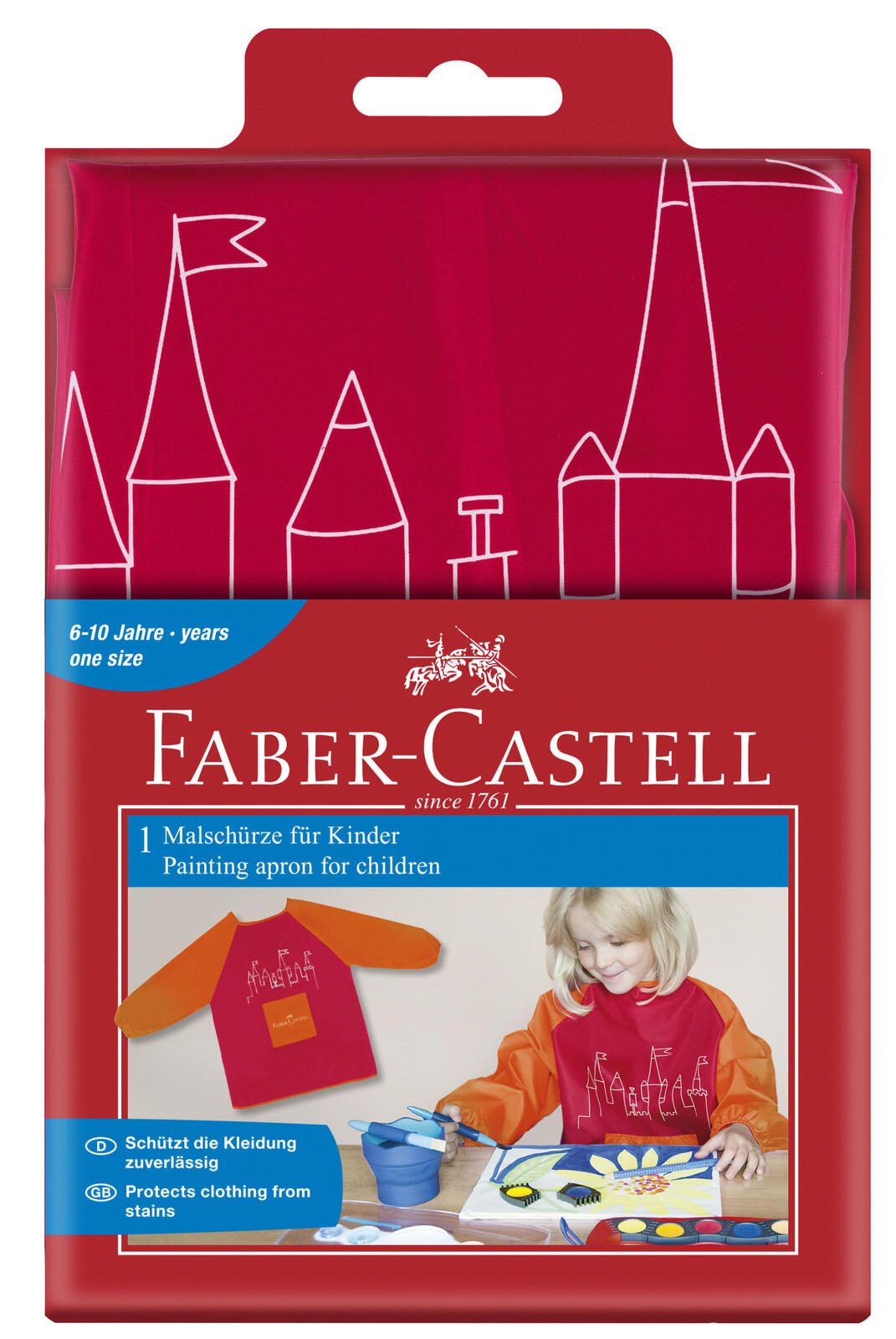 FABER-CASTELL unisex Kinder Malschürze rot/orange