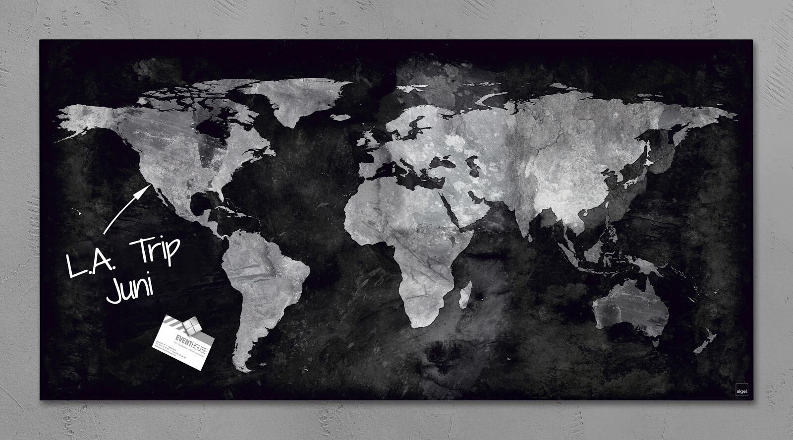 SIGEL Glas-Magnettafel 91,0 x 46,0 cm World-Map