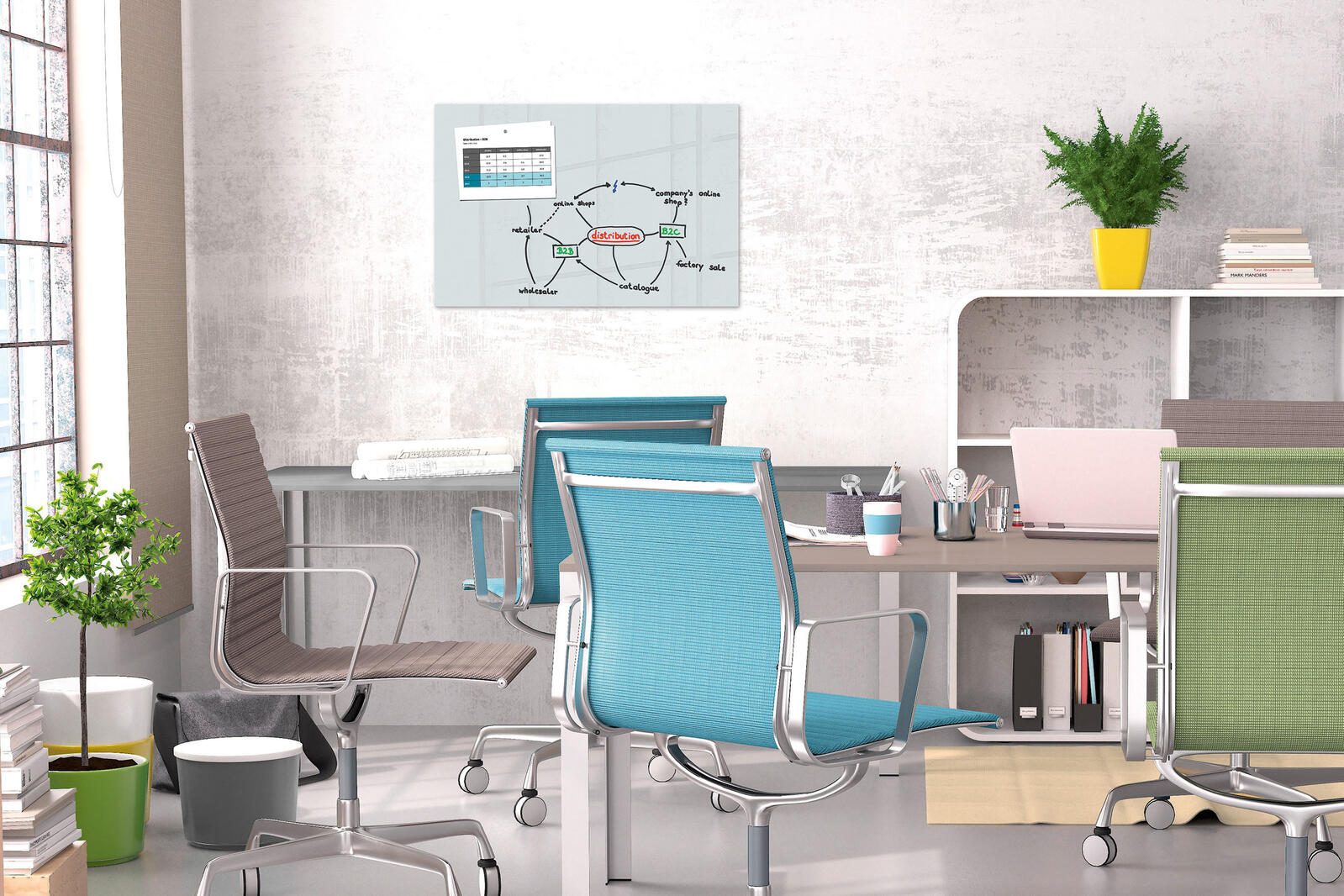 Be!Board® Glas-Magnettafel 90,0 x 60,0 cm weiß