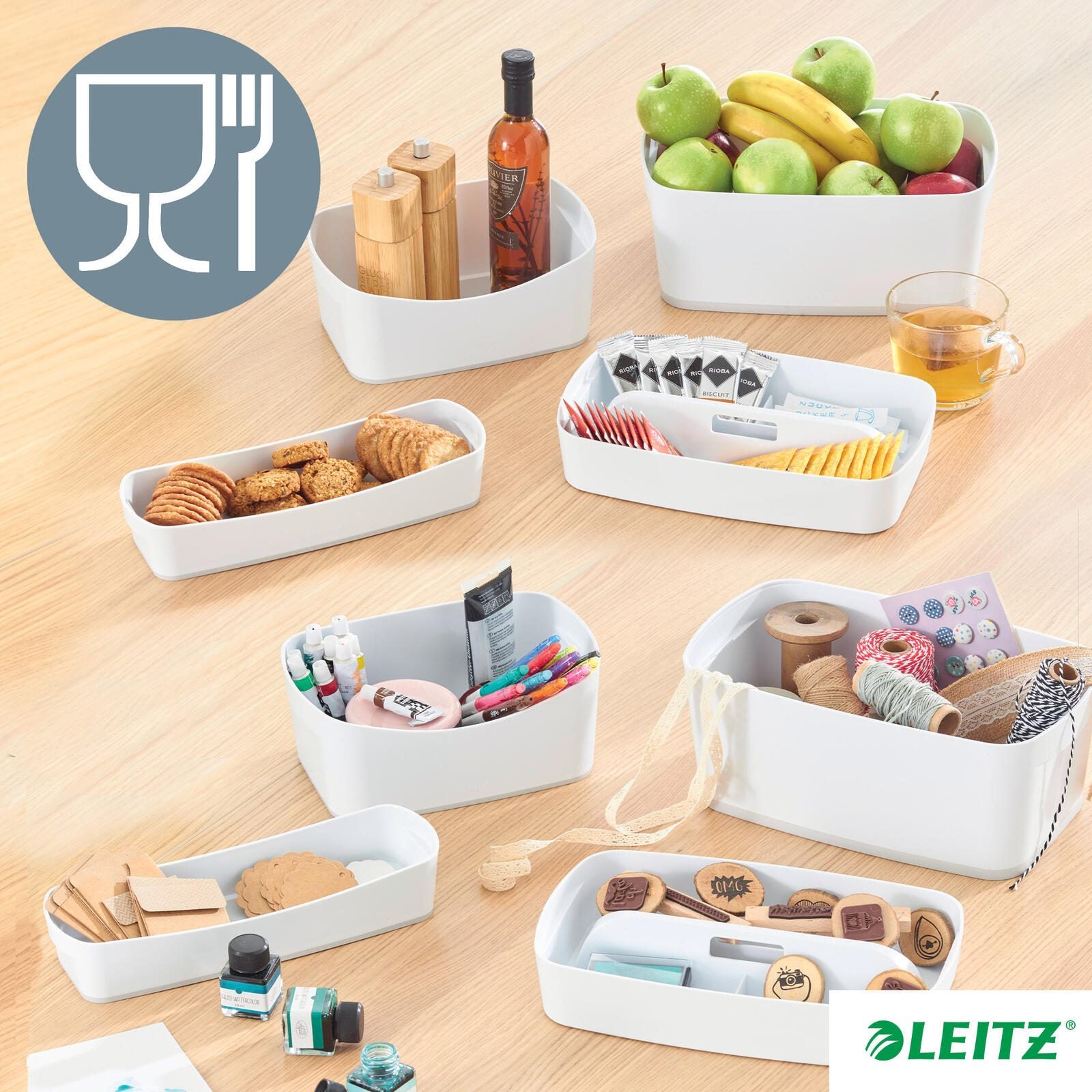 LEITZ Aufbewahrungsbox 18,0 l - 38,5 x 31,8 x 19,8 cm perlweiß/grau
