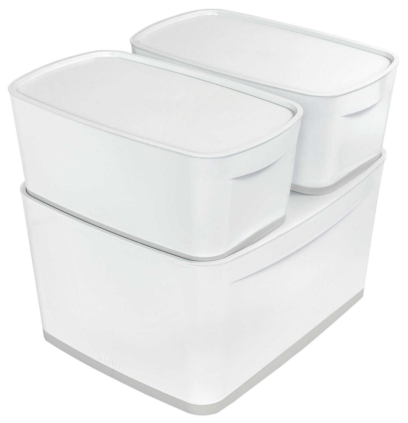 LEITZ Aufbewahrungsbox 18,0 l - 38,5 x 31,8 x 19,8 cm perlweiß/grau