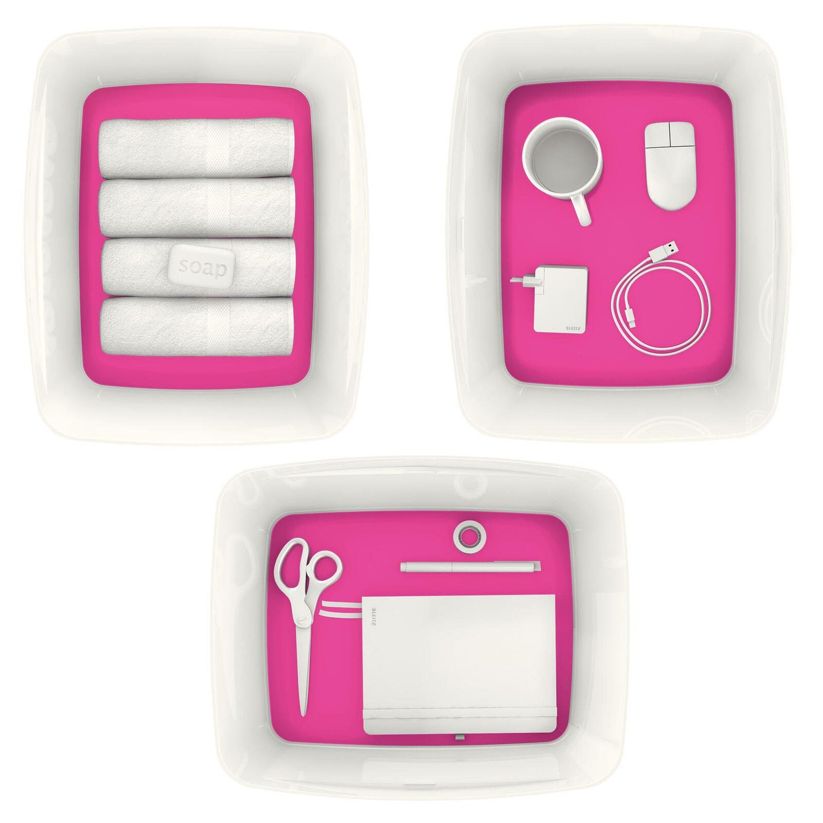LEITZ Aufbewahrungsbox 18,0 l - 38,5 x 31,8 x 19,8 cm perlweiß/pink