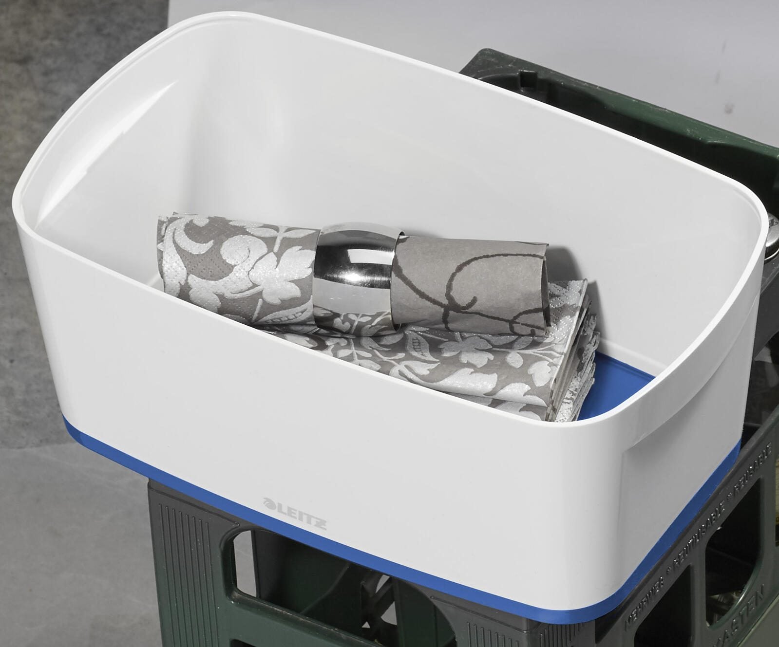 LEITZ Aufbewahrungsbox 5,0 l - 31,8 x 19,1 x 12,8 cm perlweiß/blau
