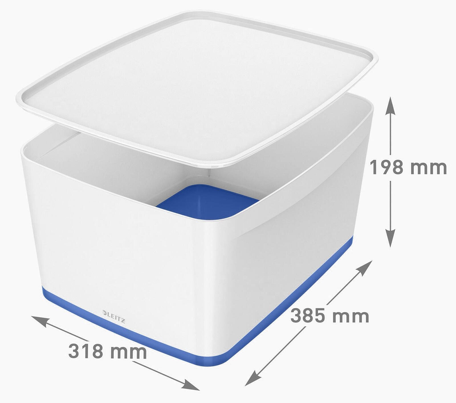 LEITZ Aufbewahrungsbox 18,0 l - 38,5 x 31,8 x 19,8 cm perlweiß/blau