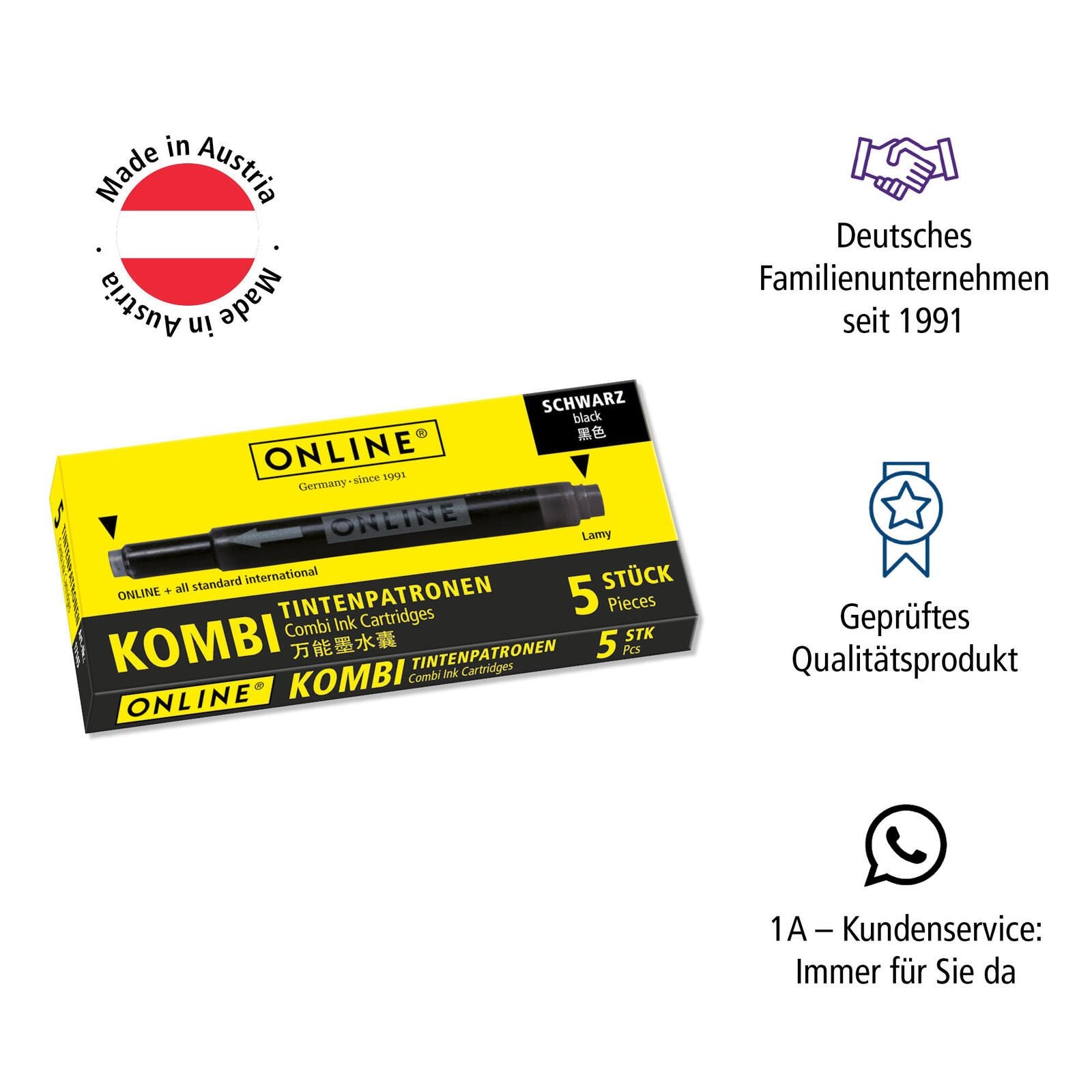 ONLINE® Tintenpatronen für Füller schwarz