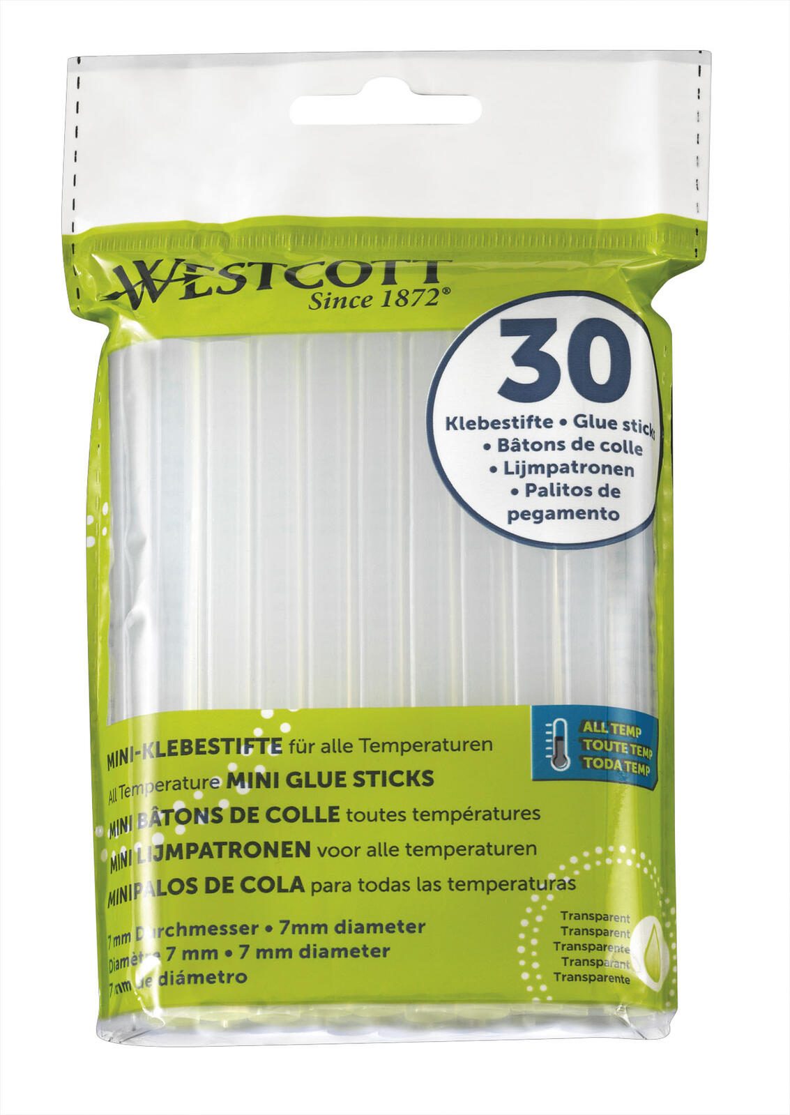 WESTCOTT Heißklebesticks mini transparent