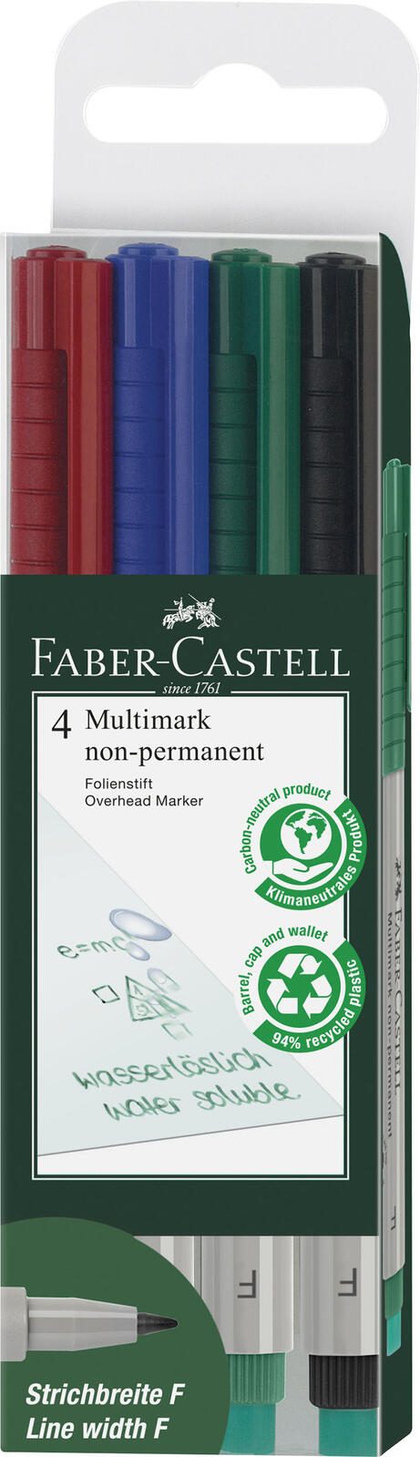 FABER-CASTELL Multimark 1514 F non-permanent Folienstifte-Set 0.6 mm Mehrfarbig